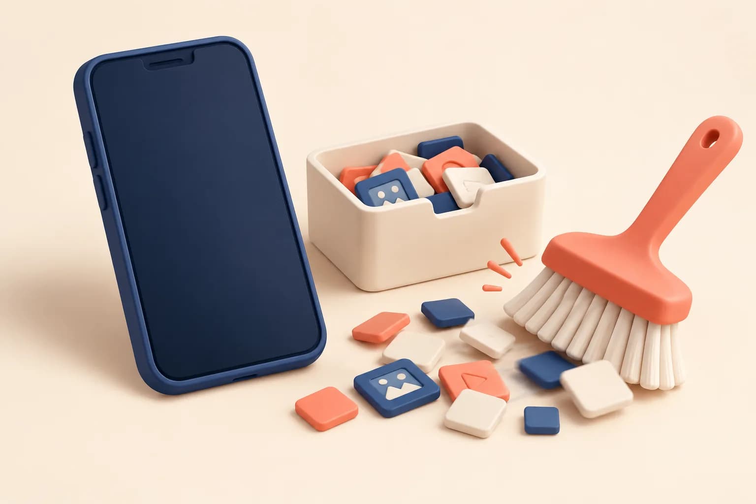 Illustration of temporary tiles being cleared beside a phone