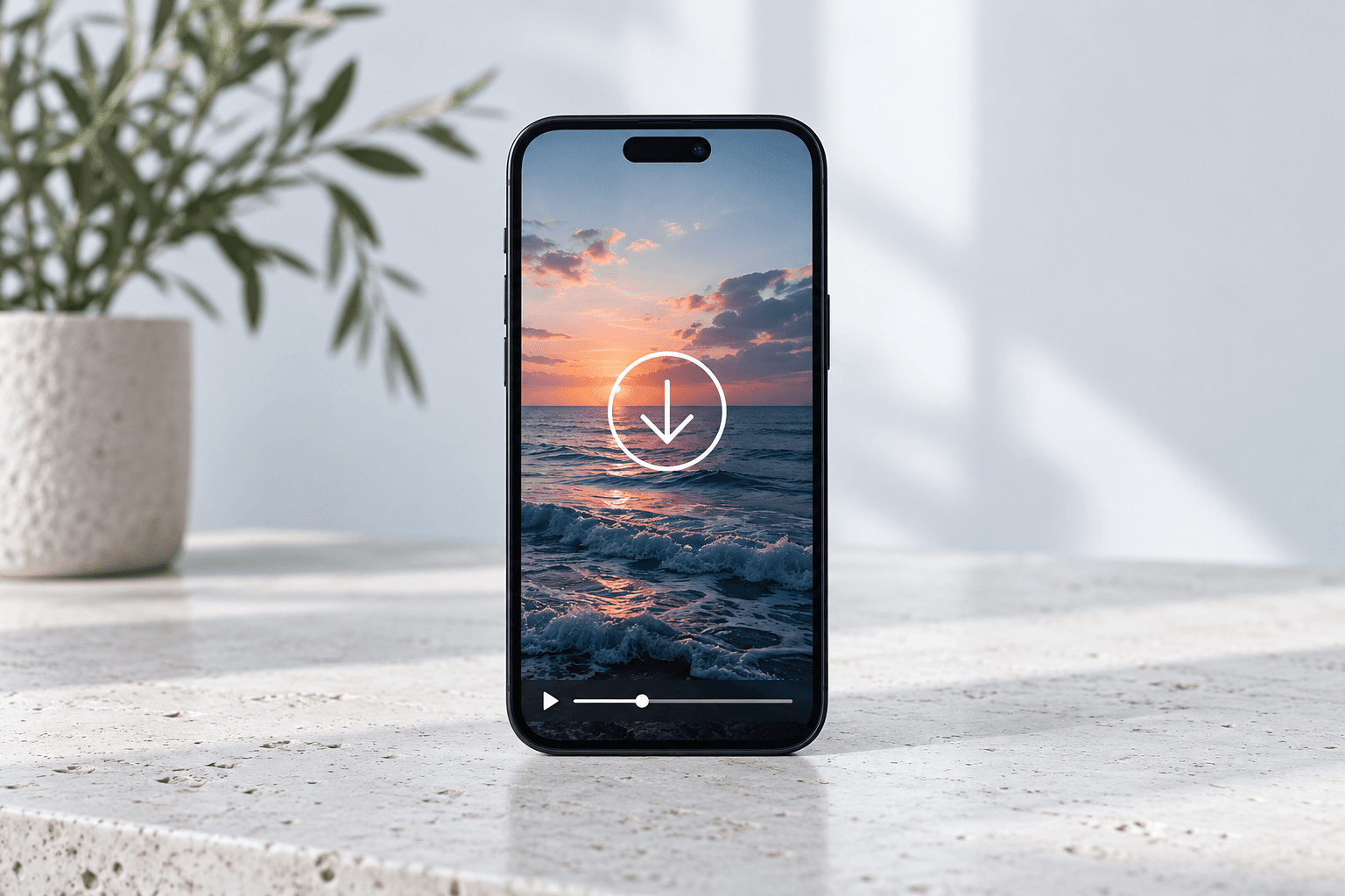 A phone showing a video ready to save